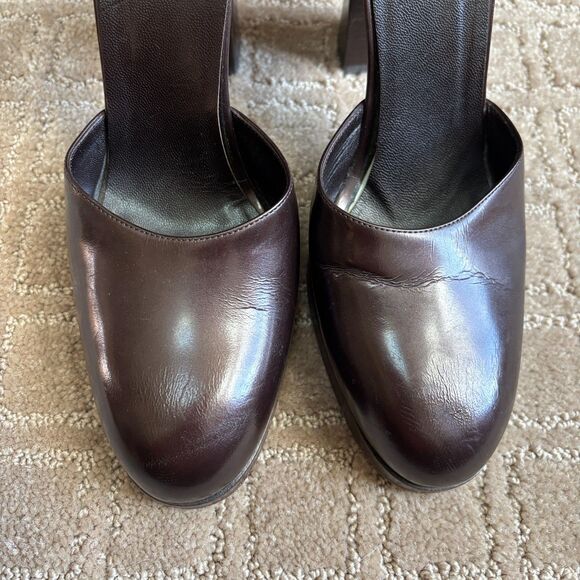 Gucci VTG 90s Mary Jane Platform Heels Womens 8.5B Brown Leather Ankle Strap Y2K - Picture 4 of 14